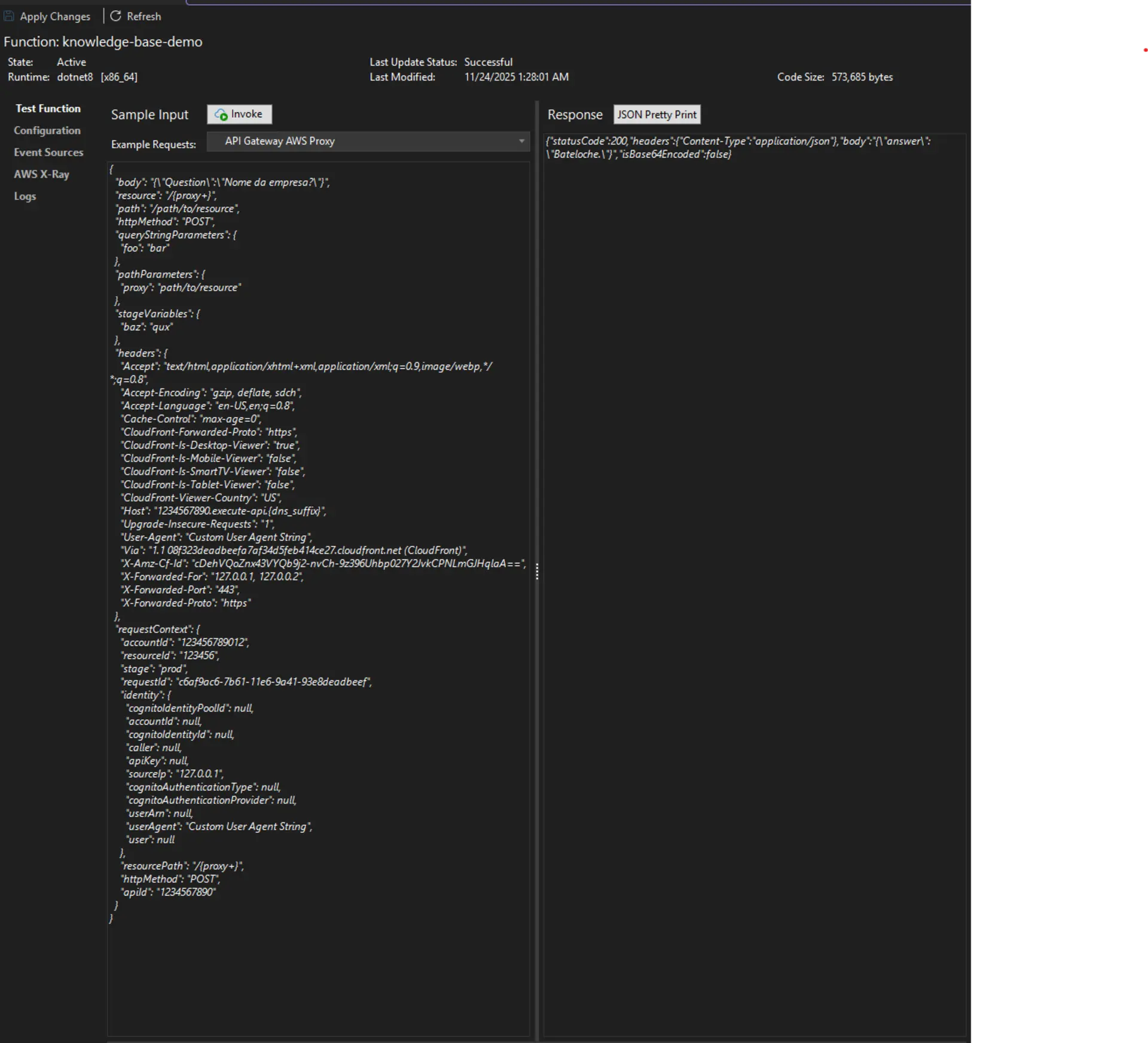 Teste de inferência via Lambda