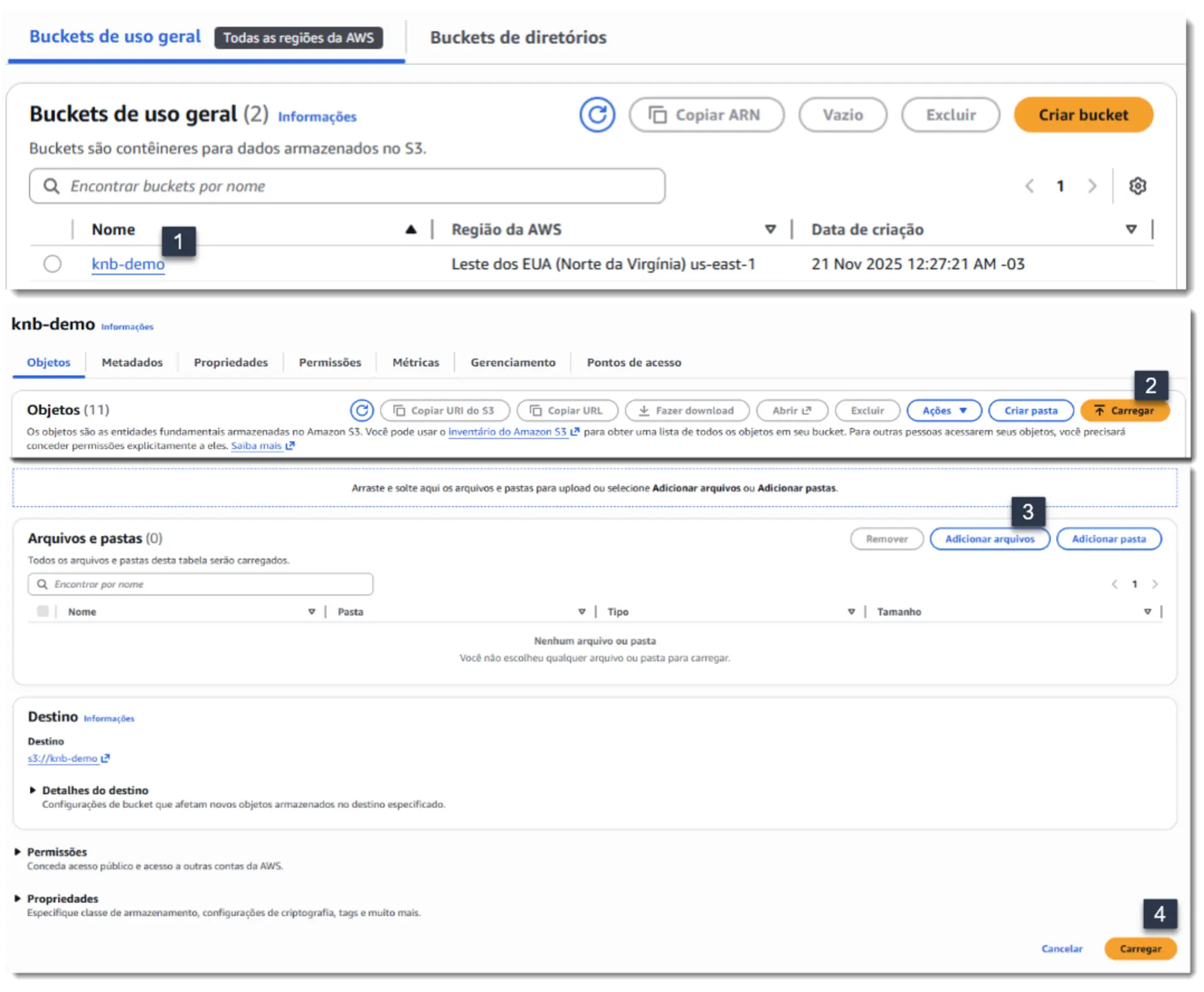 Carregando arquivos no bucket